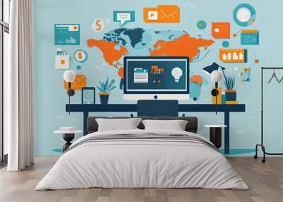 graphic resource  for working from home Wall mural