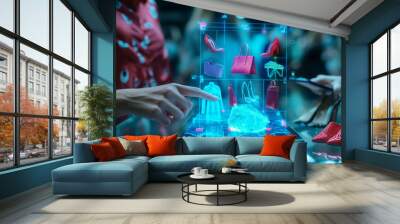 virtual shopping in shop Wall mural