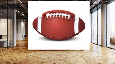 realistic american football ball isolated on white background Wall mural