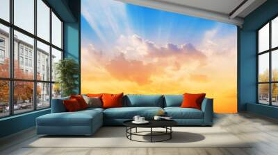 Sunset sky background,The sky will change colors from blue to orange. Wall mural