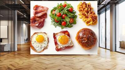 Delicious Breakfast Spread With Eggs, Salad, and Pasta Wall mural