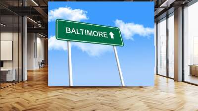 Road sign - Baltimore (3D illustration) Wall mural