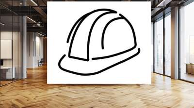 Construction safety helmet icon. Simple outline style. Hard hat, worker cap, protect and safe concept. Thin line vector illustration design isolated on white background. EPS 10. Wall mural