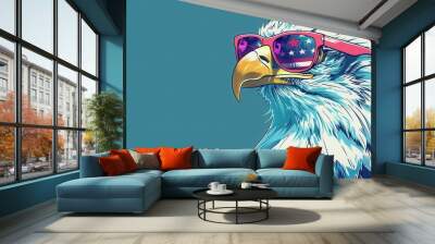 Patriotic Eagle with Sunglasses Vector Illustration for Independence Day Promotions Wall mural