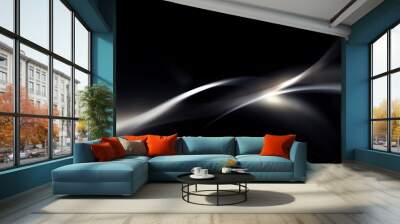 abstract silver gray and black background with smooth line, wave and glowing spots Wall mural