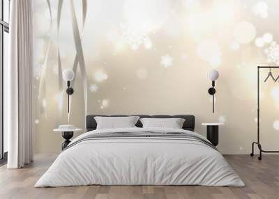 Sparkling and shiny Christmas abstract background with streamers Wall mural