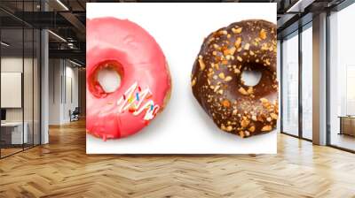 Four different donuts isolated on the white background Wall mural