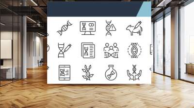 Set of 30 outline icons related to genetic. Linear icon collection. Editable stroke. Vector illustration Wall mural