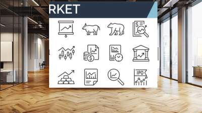 Set of 30 outline icons related to stock market. Linear icon collection. Editable stroke. Vector illustration Wall mural