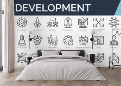 set of 45 outline icons related to software development. linear icon collection. editable stroke. ve Wall mural