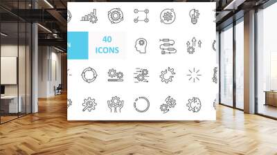 Set of Processing Optimization Workflow Related Vector Line Icons. Simple line art style icons pack. Vector illustration Wall mural