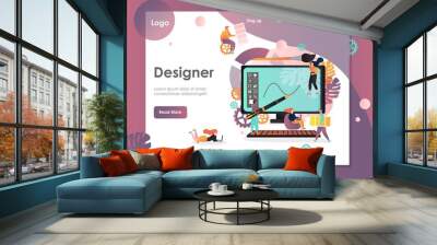 Designer vector website landing page design template Wall mural