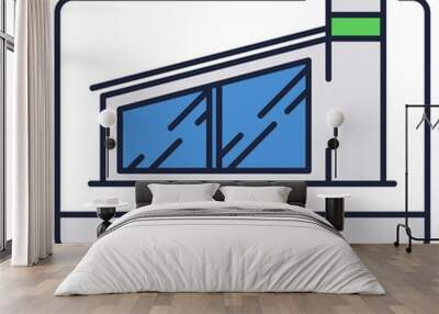 Digital factory icon vector computer screen design Wall mural