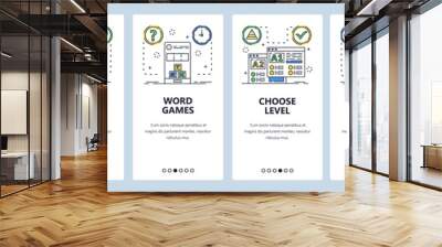 Distance language learning website and mobile app onboarding screens vector template Wall mural