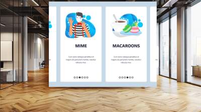 France website and mobile app onboarding screens vector template Wall mural