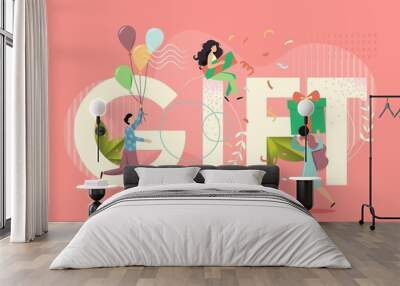 Gift concept, vector flat style design illustration Wall mural