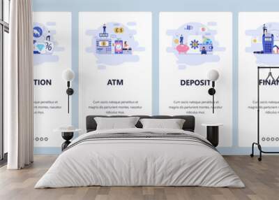 mobile app onboarding screens. banking and financial services, auction, atm, deposit saving account, Wall mural