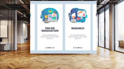 mobile app onboarding screens. online education, graduation and courses. menu vector banner template Wall mural