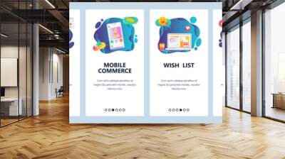 Mobile app onboarding screens. Online shopping, internet store, mobile ecommerce. Menu vector banner template for website and mobile development. Web site design flat illustration Wall mural