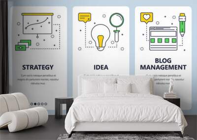 Vector modern thin line market concept web banner set Wall mural