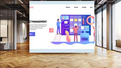 Vector web site design template. Agile project management and business teamwork. Landing page concepts for website and mobile development. Modern flat illustration. Wall mural