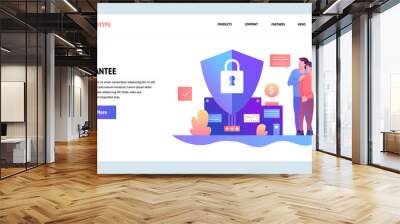 Vector web site design template. Family budget and financial insurance. Guarantee and secure in future. Landing page concepts for website and mobile development. Modern flat illustration. Wall mural