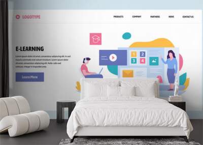 Vector web site gradient design template. Online education and courses. Landing page concepts for website and mobile development. Modern flat illustration. Wall mural