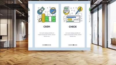 Web site onboarding screens. Online payments, financial management and banking. Menu vector banner template for website and mobile app development. Modern design flat illustration. Wall mural