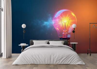  Light Bulb with Explosive Colors  Wall mural