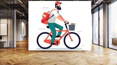 bicycle delivery boy race tour cycling illustration vector tourism cartoon style free delivery Wall mural