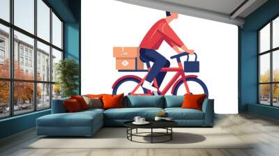 bicycle delivery boy race tour cycling illustration vector tourism cartoon style free delivery Wall mural