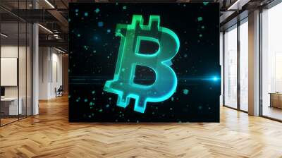 Bitcoin blockchain crypto currency symbol glass object Wall mural