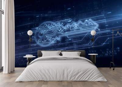 Cyber key symbol hologram Wall mural