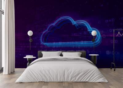 Cyberspace digital concept with cloud 3d illustration Wall mural