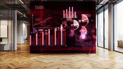 Economy, statistic, global business and finance 3d chart illustration Wall mural