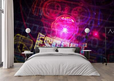 Esport cyber games with gamer symbol futuristic sketch Wall mural