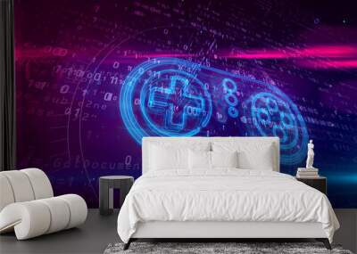 Gamepad controller hologram concept Wall mural