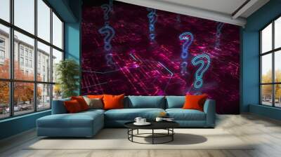 Question mark search and quest symbol digital concept 3d illustration Wall mural