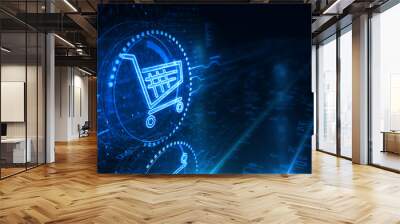 Shopping cart icon online commerce and business symbol digital concept 3d illustration Wall mural