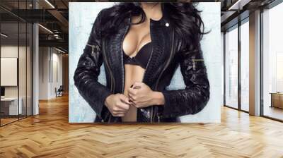 Sensual woman in jacket Wall mural