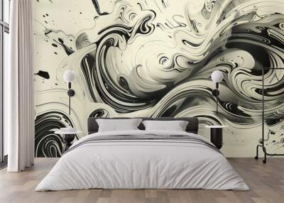 Capture the fluid dynamics of movement in a hand-drawn background, with dynamic lines and swirling patterns that convey a sense of motion. Wall mural