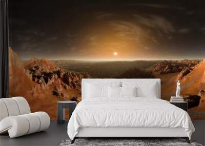 360 degree panorama of phobos with the red planet mars in the background environment hdri map equirectangular projection spherical panorama 3d rendering Wall mural