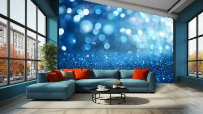 abstract blue bokeh defocus glitter blur background blue abstract background Wall mural