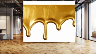 melted gold dripping isolated on transparent background cutout Wall mural