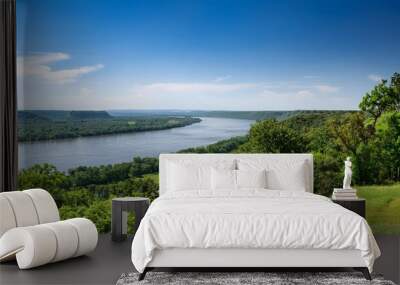 mississippi river viewed from the bluffs at effigy mounds national monument on a bright summer day Wall mural