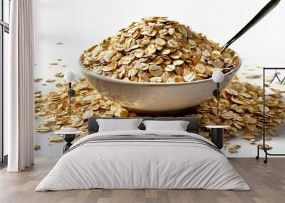 oatmeal on white isolated background Wall mural