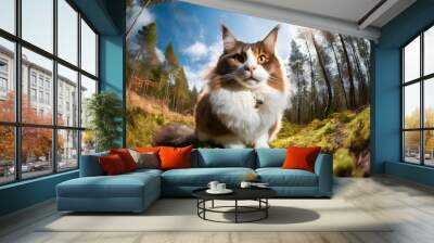 portrait of a plush norwegian forest cat Wall mural