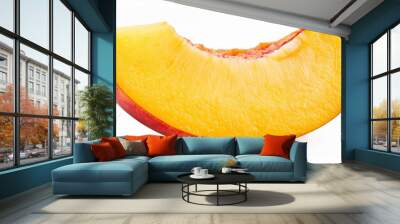 slice of ripe peach fruit isolated on transparent background full depth of field Wall mural