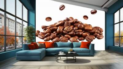 spilled coffee beans isolated Wall mural