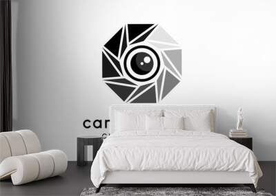 Black and white camera lens vector illustration logo design Wall mural